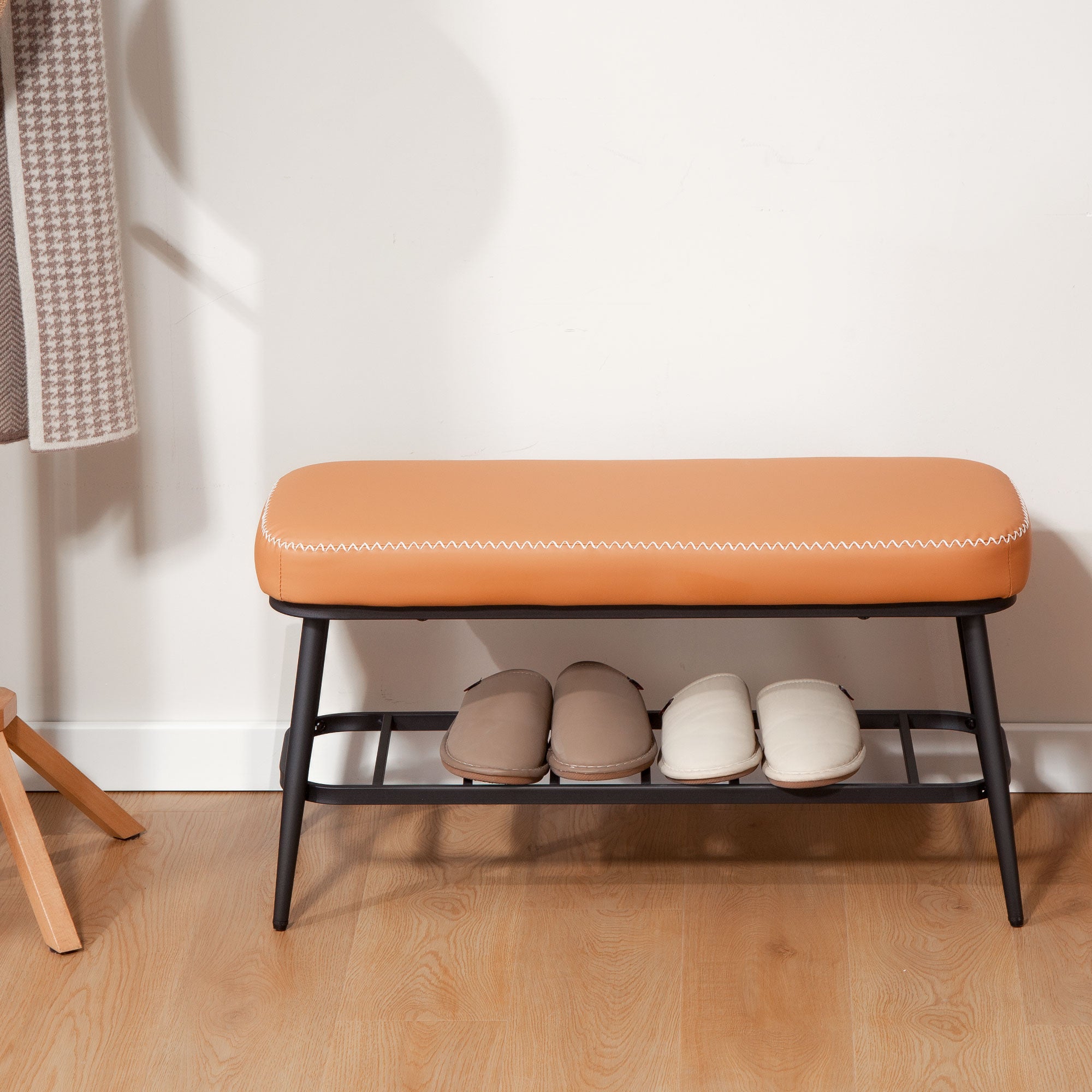 Kozy - PU Leather Shoe Storage Bench - Brown