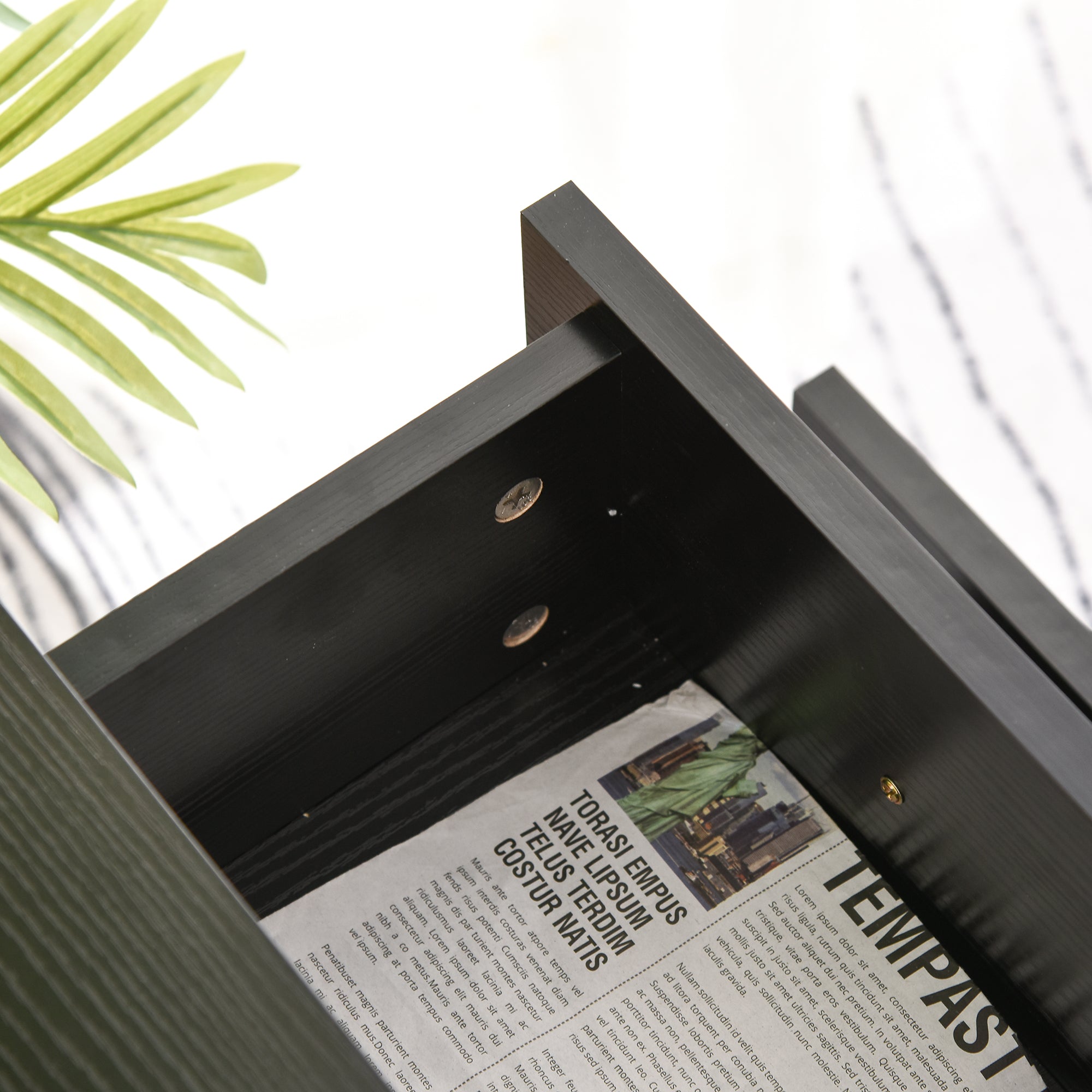 Kozy Two Drawer Filing Cabinet with Wheels- Black Wood Grain