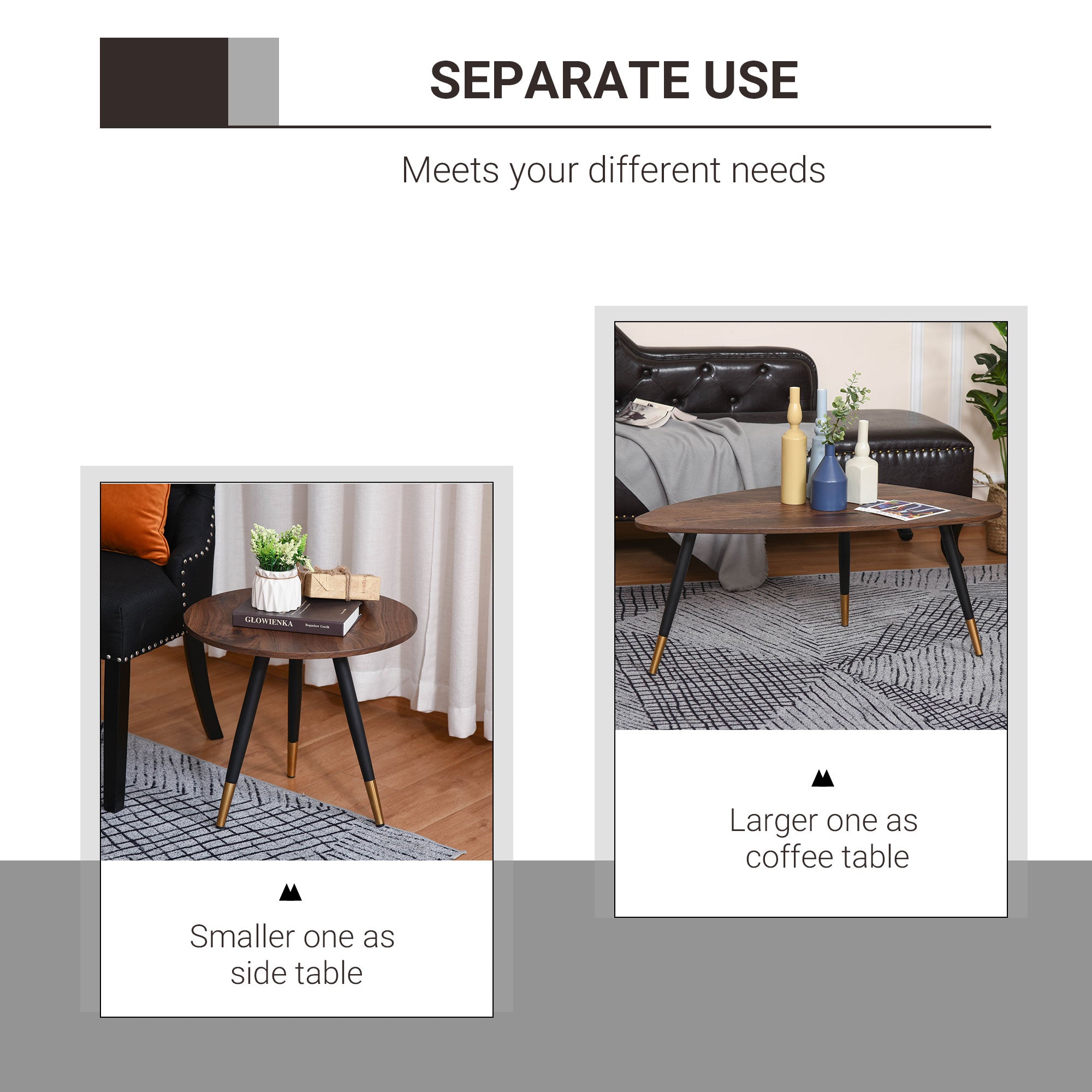 Kozy Set of Two Scandinavian-Style Coffee Tables - Walnut