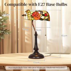 Kozy Tiffany-Style Rose and Butterfly Table Lamp - Multi
