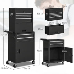 Kozy - Three-Part Steel Locking Tool Chest - Black