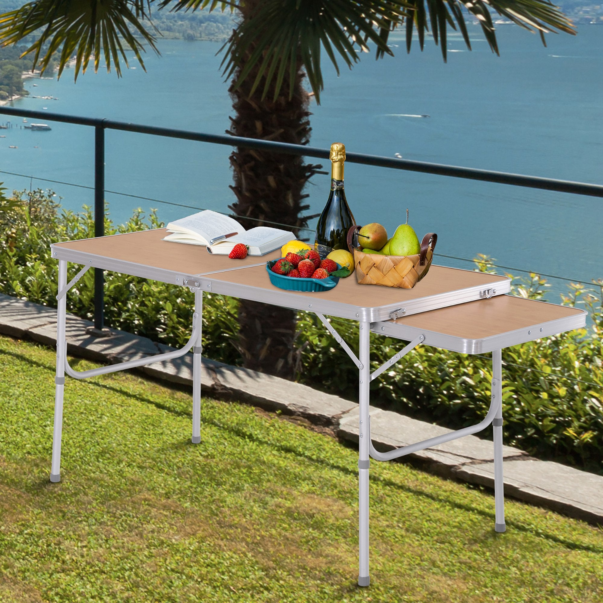 Kozy Aluminium MDF-Top 4ft Folding Portable Outdoor Table Silver