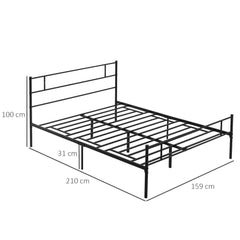 Kozy King Metal Bed Frame Solid Bedstead Base with Headboard and Footboard, Metal Slat Support and Underbed Storage Space, Bedroom Furniture, Black