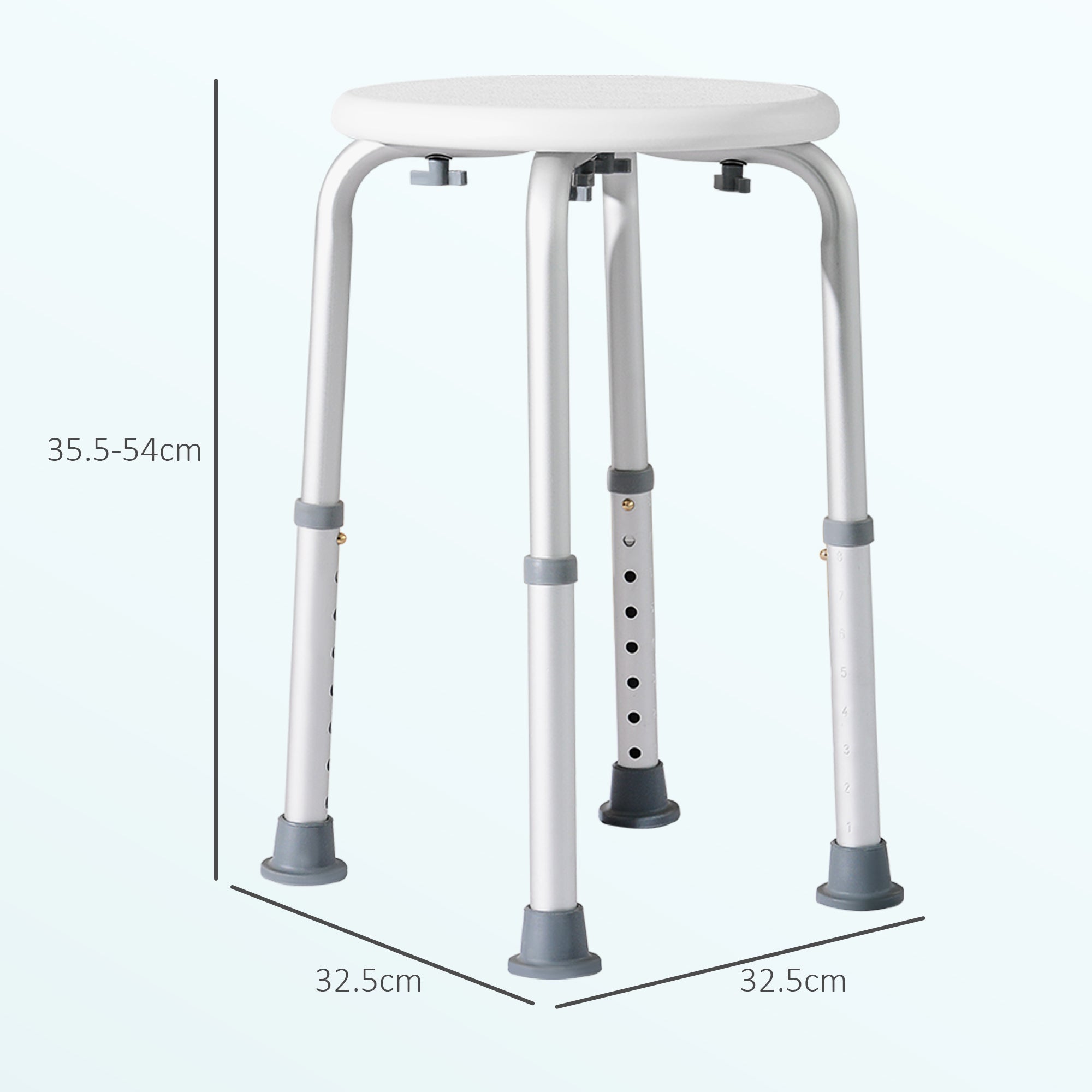 Kozy Shower Chair, Height Adjustable Aluminium Shower Stool with Non-Slip Feet for Disabled, Elderly, White