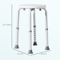 Kozy Shower Chair, Height Adjustable Aluminium Shower Stool with Non-Slip Feet for Disabled, Elderly, White