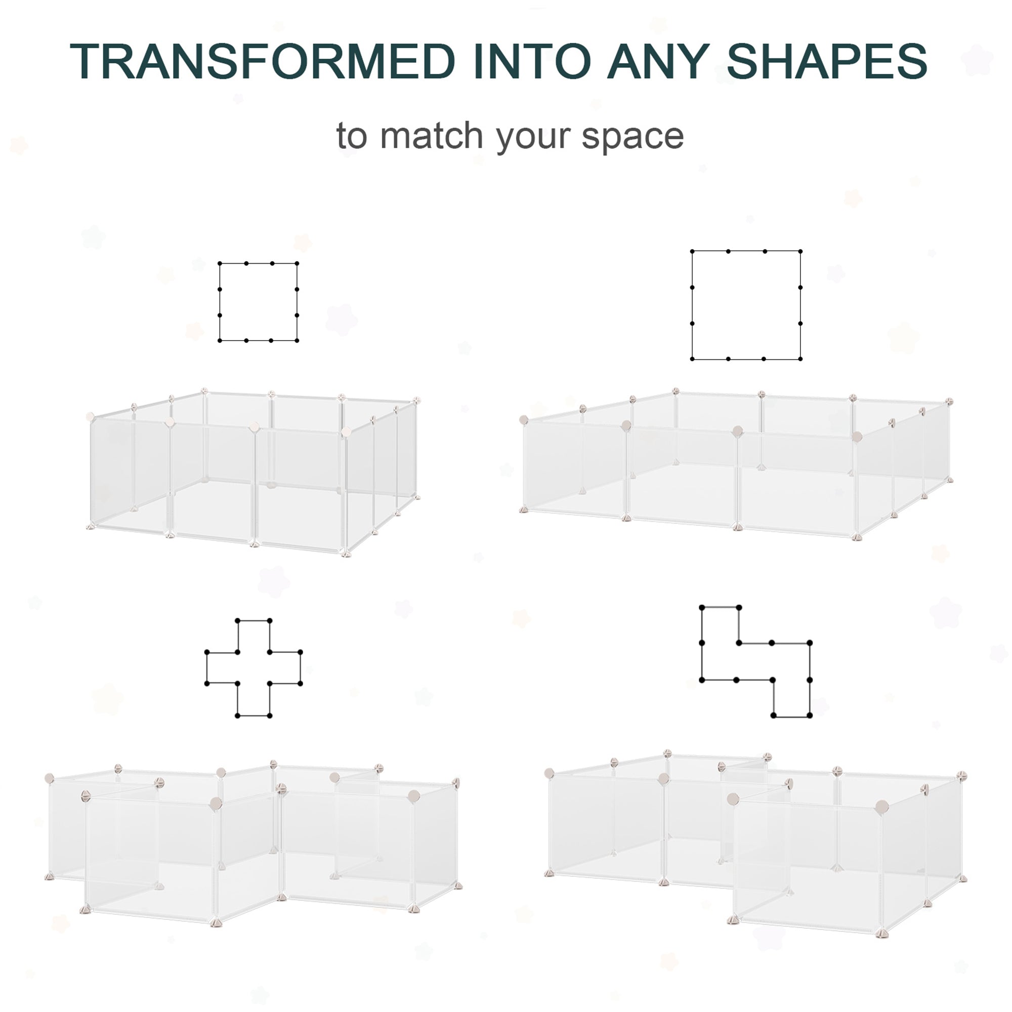 Kozy Pet Playpen DIY Small Animal Cage Open Enclosure Portable Plastic Fence 12 Panels for Hedgehog Bunny Chinchilla Guinea Pig White
