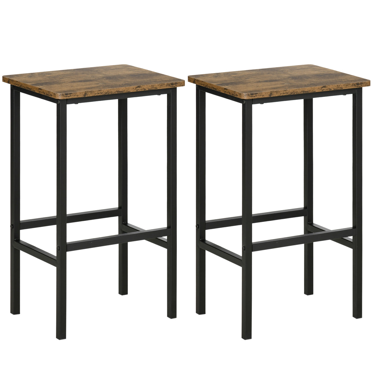 Kozy Industrial Bar Stools, Set of 2 Kitchen Breakfast Bar Chairs with Footrest, Counter Height Island Stools for Dining Area, Home Pub, Rustic Brown