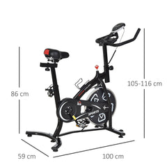 Kozy Indoor Stationary Exercise Bike 6kg Flywheel Fitness Cardio Workout Bke Trainer for Home Gym w/ Adjustable Resistance LCD Monitor Pad and Bottle Holder Black