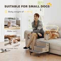 Kozy Dog Stairs with Storage, Non-Slip Cover, Pet Steps for Small Dogs & Older Cats, for Sofa, High Bed, Oak Tone