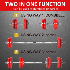 HOMCOM Adjustable Weights: 20KG Dumbbell & Barbell Set for Strength Training, Home Gym Fitness | Aosom UK