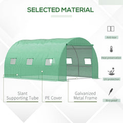 Kozy Walk-in Polytunnel Greenhouse, Outdoor Garden Tunnel Greenhouse Tent with Zipped Roll-Up Door and 6 Mesh Windows, 4 x 3M
