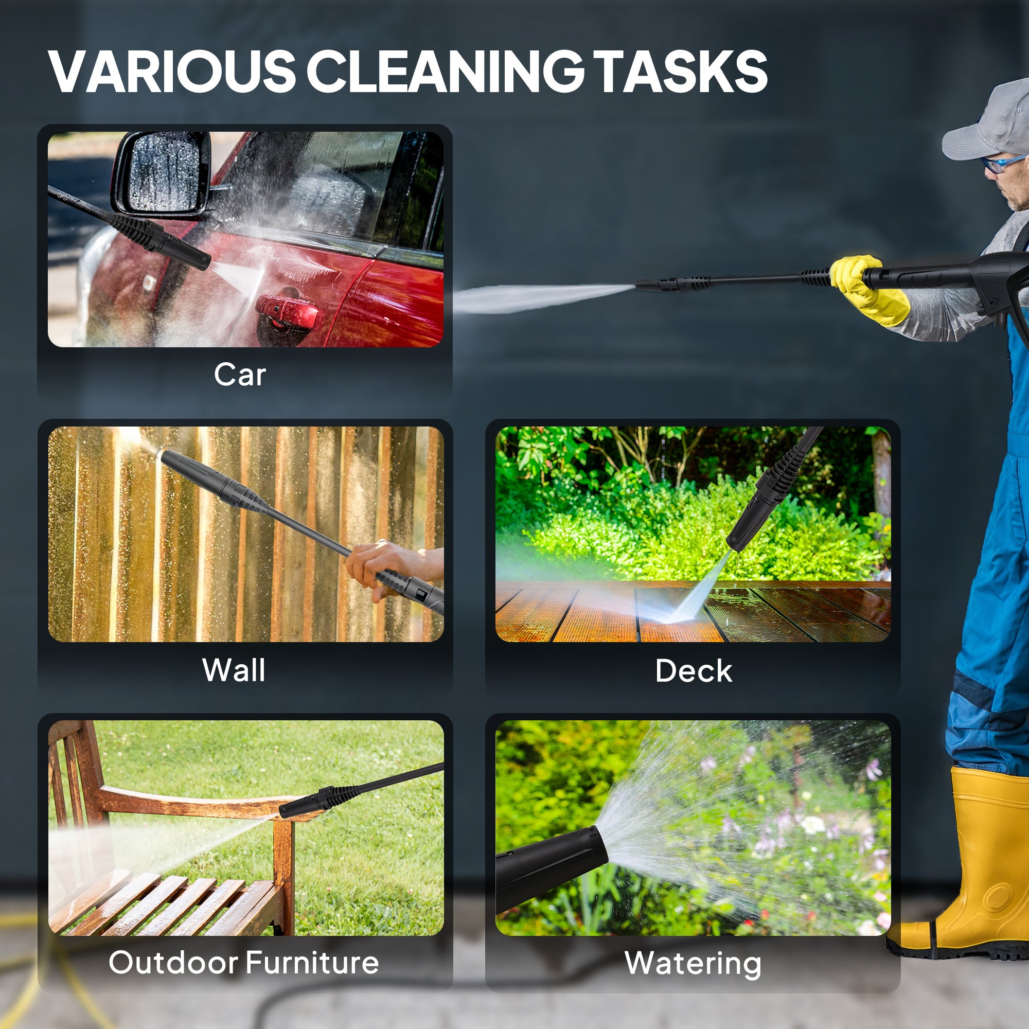 Kozy 150-Bar Pressure Washer, with Accessories - Red/Black