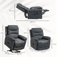Kozy - Power Lift Recliner Chair with Vibration Massage, Heat, USB - Grey