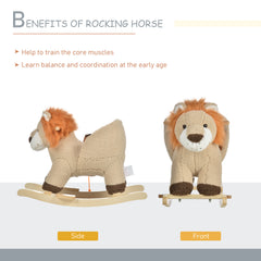 HOMCOM Toddlers Plush Lion Rocking Horse Brown