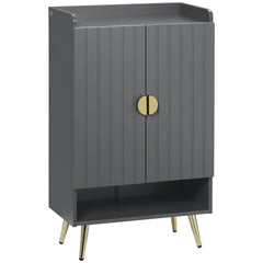 Kozy Modern Shoe Cabinet with 2 Doors, Open Shelf and Adjustable Shelves, 15 Pair Hallway Shoe Cupboard, Entryway Storage Unit, Grey