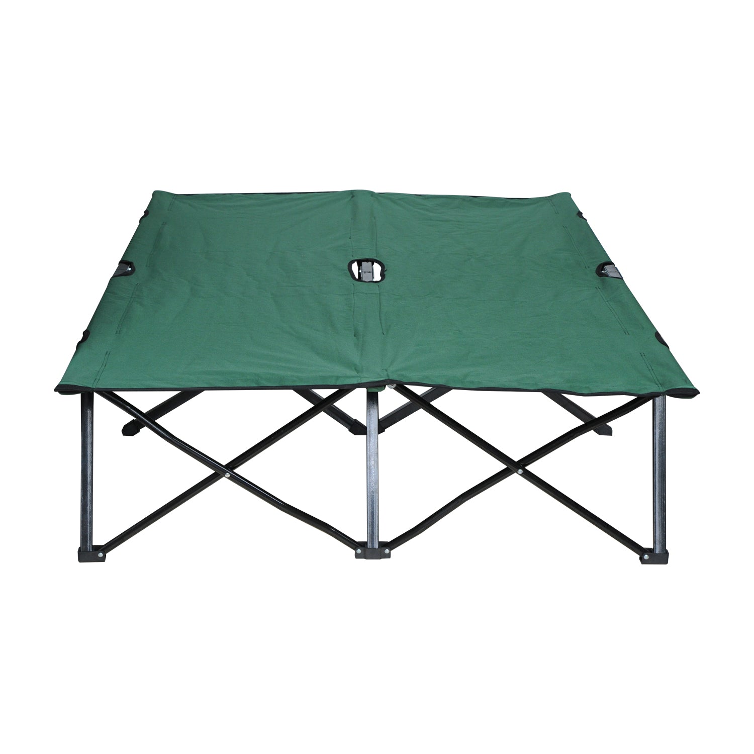 Outsunny Foldable Double Camping Cot, Lightweight Outdoor Patio Sunbed with Carry Bag, Green