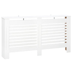 HOMCOM MDF White Painted Radiator Cover Slatted Cabinet Shelving Display Horizontal Style Modern Piece 172L x 19W x 81H cm