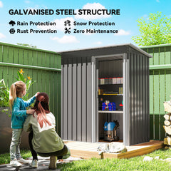 Kozy - 5x3 Storage Shed with Sliding Door and Sloped Roof for Garden, Light Grey
