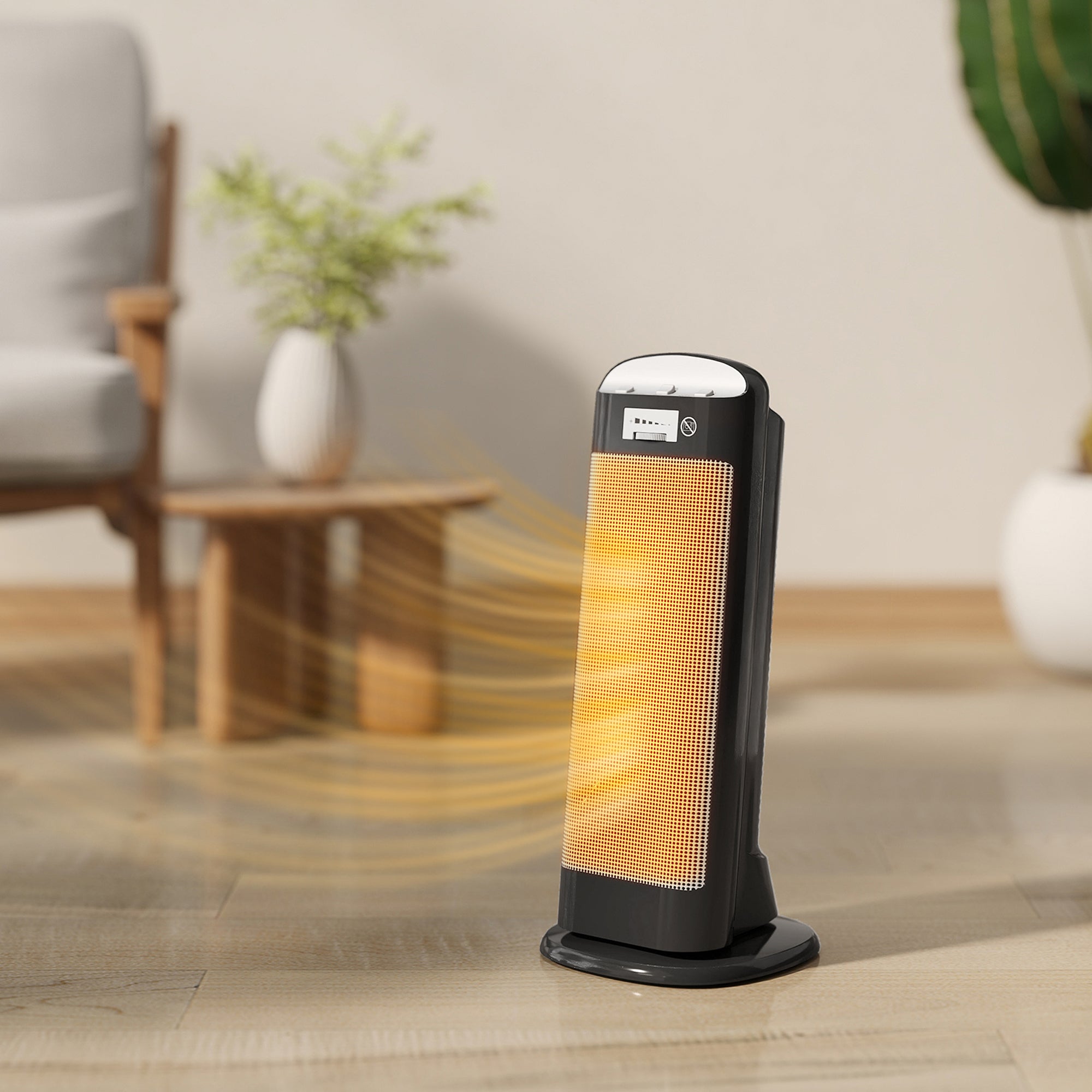 Kozy Ceramic Space Heater, 2000W Fan Electric Heater with 4 Modes, Adjustable Thermostat, 55° Oscillation, Tip-Over and Overheat Protection for Bedroom, Home Office, Black