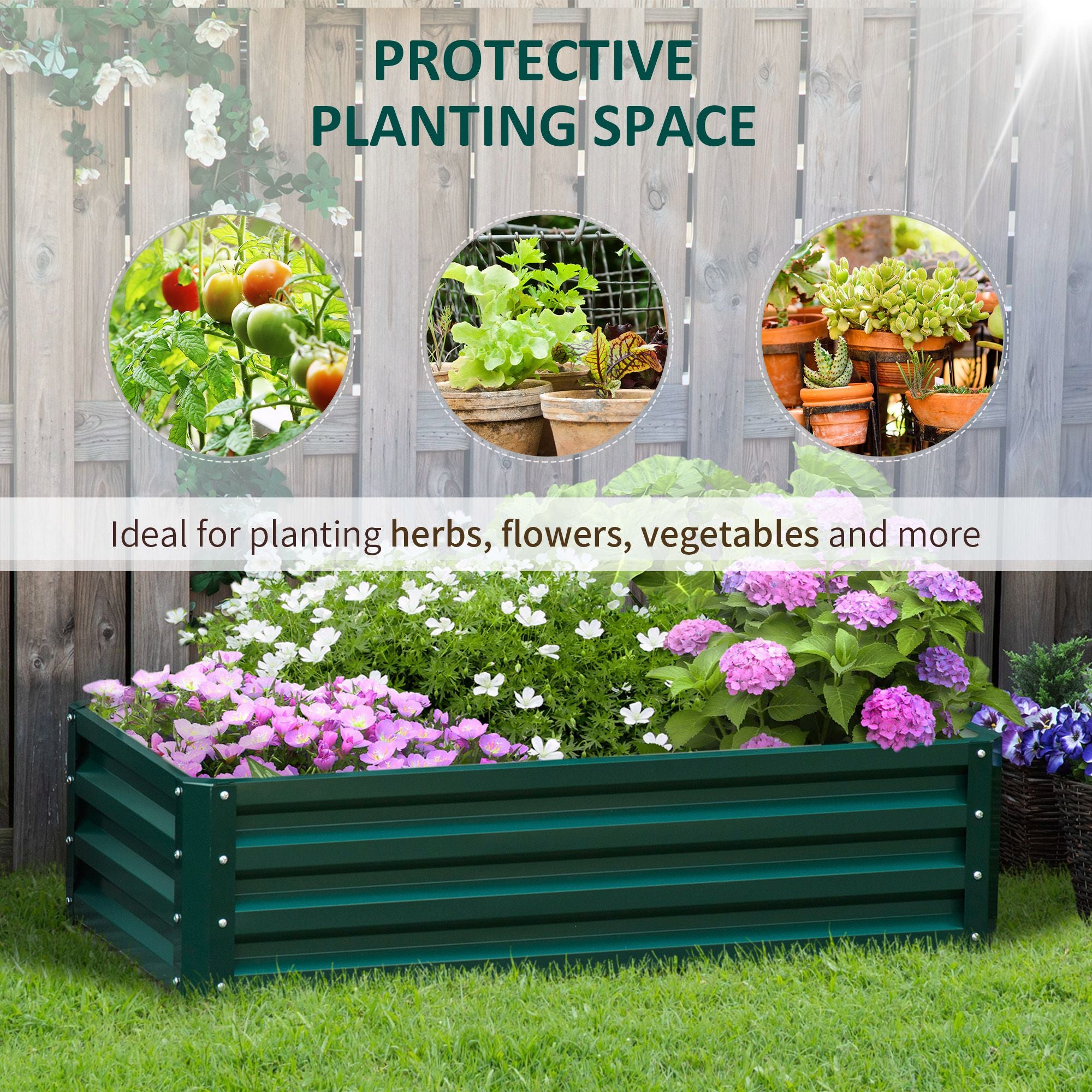 Kozy Raised Beds for Garden, Galvanized Outdoor Planters, for Herbs and Vegetables, Use for Patio, Backyard, Balcony, Green