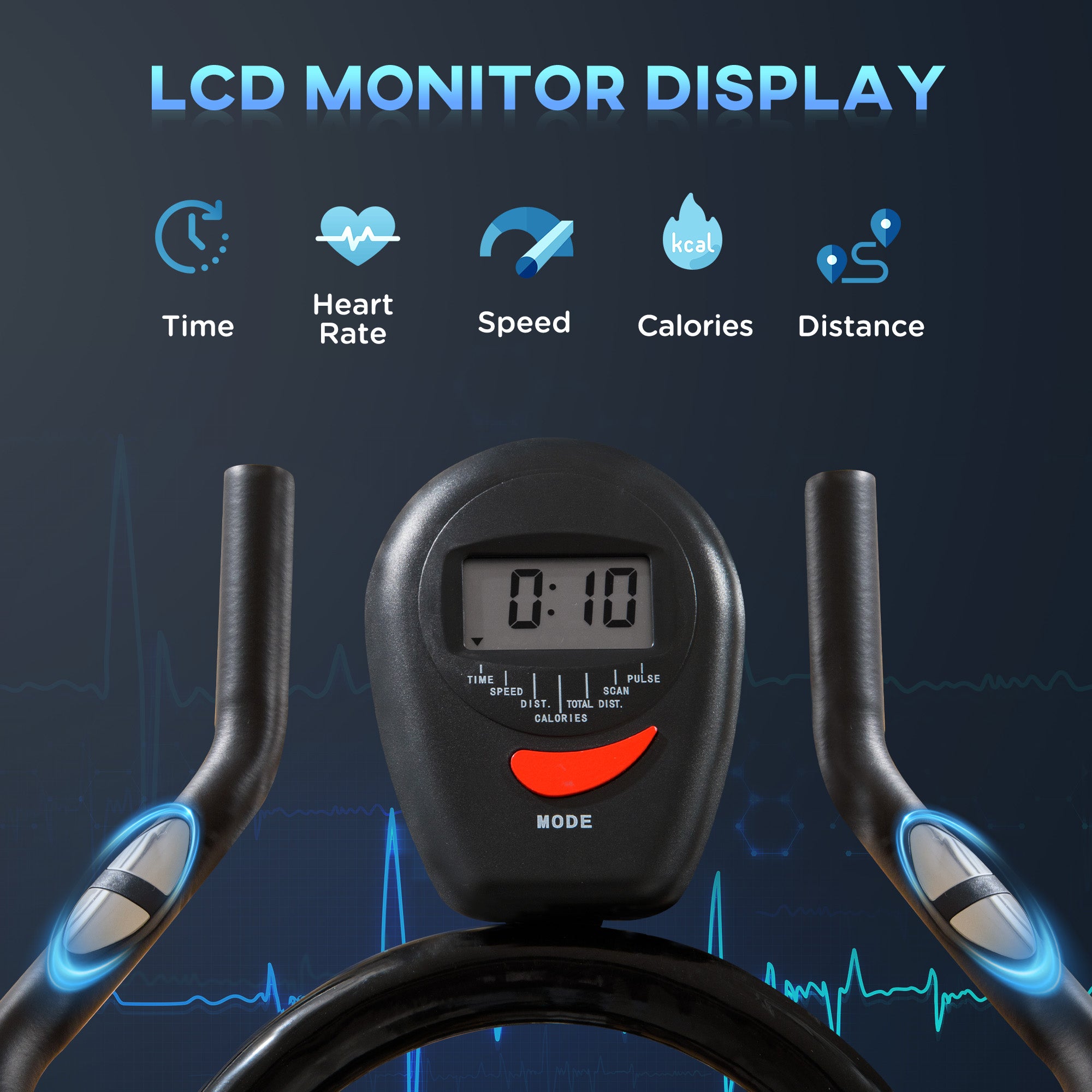 Kozy Stationary Exercise Bike, 8kg Flywheel Indoor Cycling Workout Fitness Bike, Adjustable Resistance Cardio Exercise Machine w/ LCD Monitor Pad and Phone Holder for Home, Gym, Office, Black