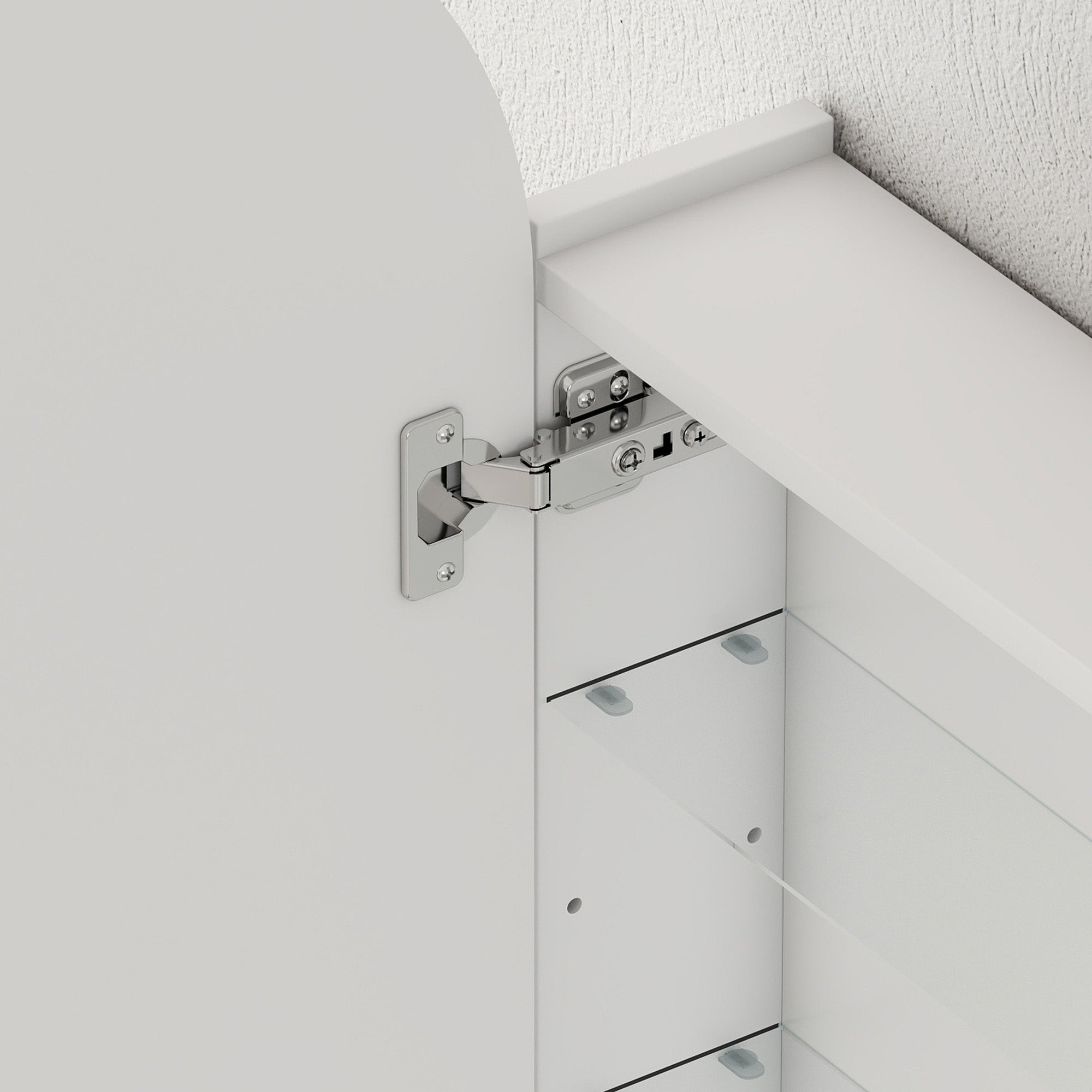 Kozy - Arched Bathroom Mirror Cabinet with Adjustable Glass Shelves - White