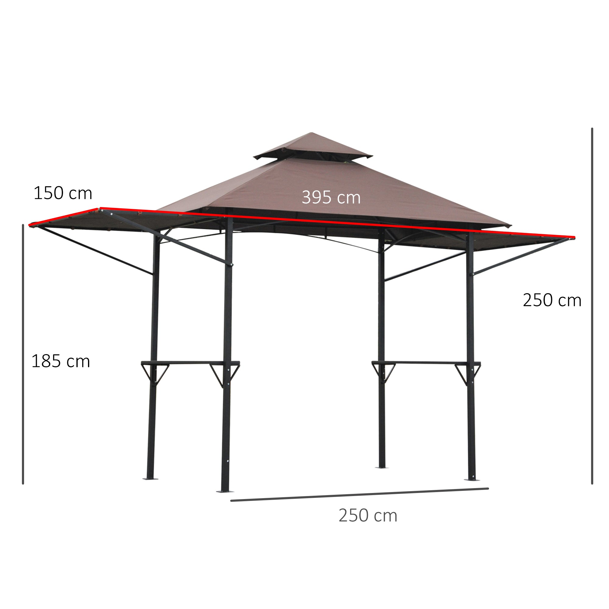 Outsunny 2.5 x 1.5m BBQ Tent Camping Picnic Gazebo Marquee Shelter Portable Waterproof, Coffee