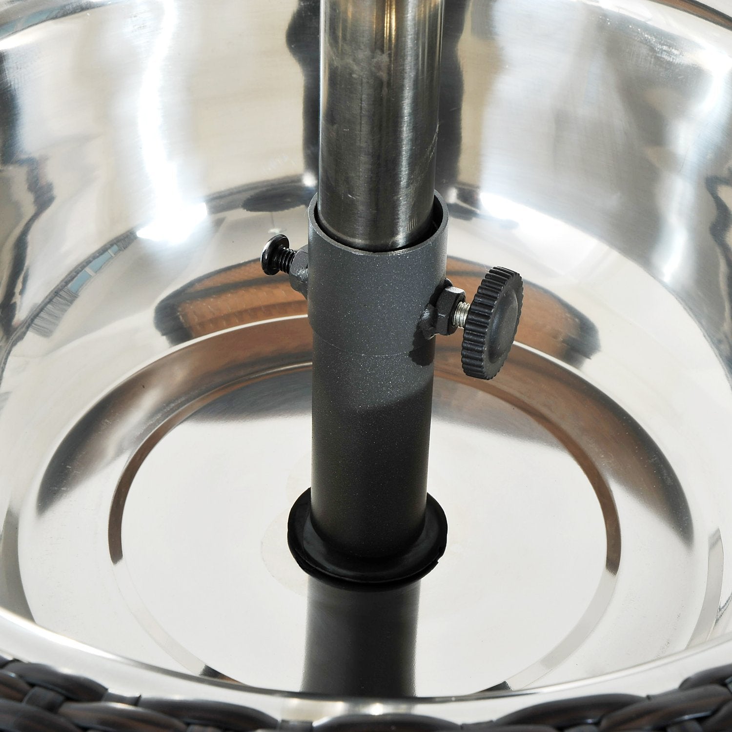 Kozy PE Rattan Ice Bucket Table, Height Adjustable Liftable Outdoor Drinks Cooler, 52 cm Round Garden Beer Cocktail Table with Lid for Bar, Patio, Terrace, Brown