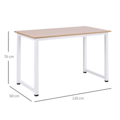 HOMCOM Adjustable Computer Desk, PC Writing Table for Home Office, Stable Workstation with Metal Frame, Oak and White