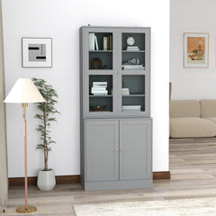 Kozy Double Storage Display Cabinet - Grey