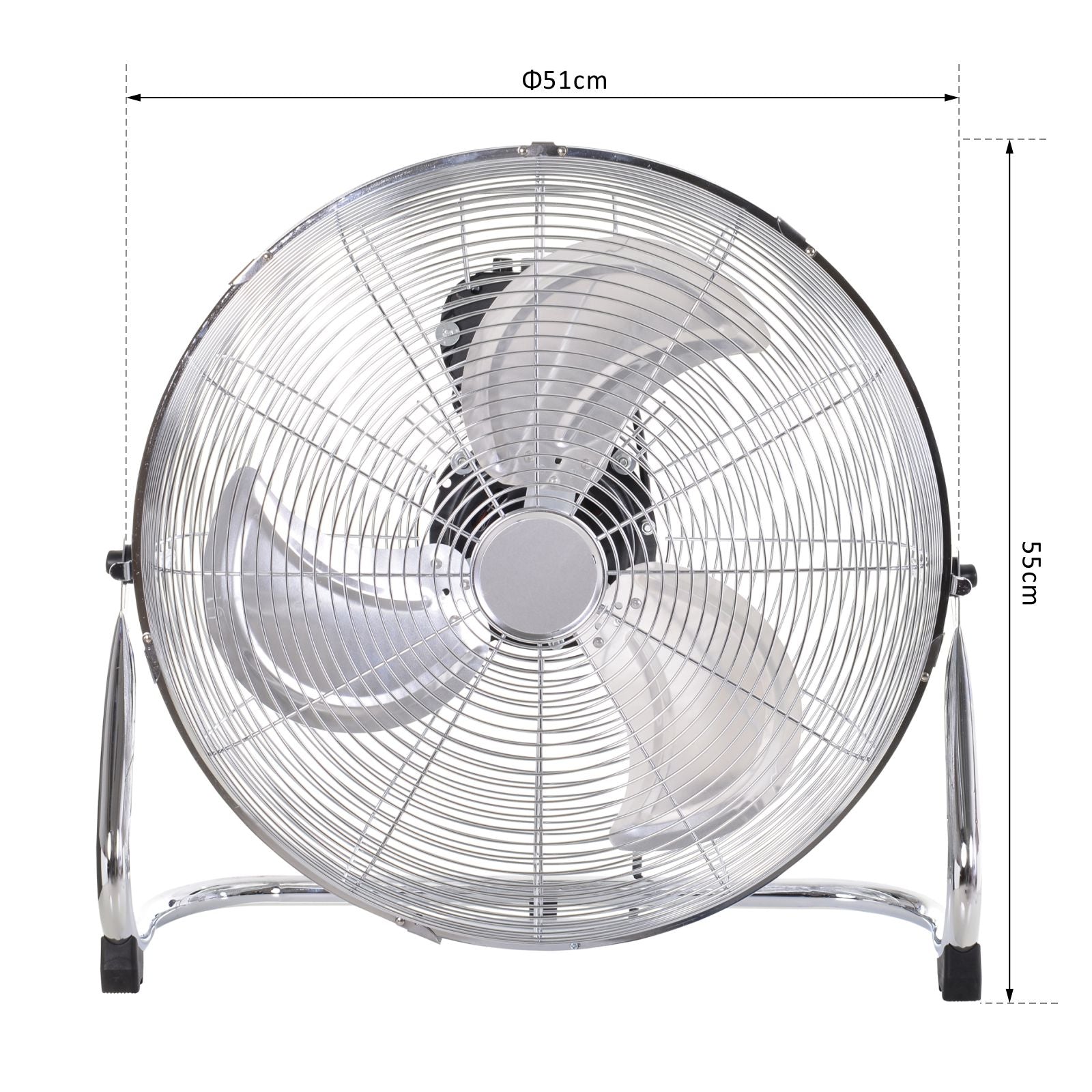 Kozy 20" Chrome Metal Floor Fan with Tilting, High Velocity, 3 Speed, Portable Gym Fan for Home Office, Silver