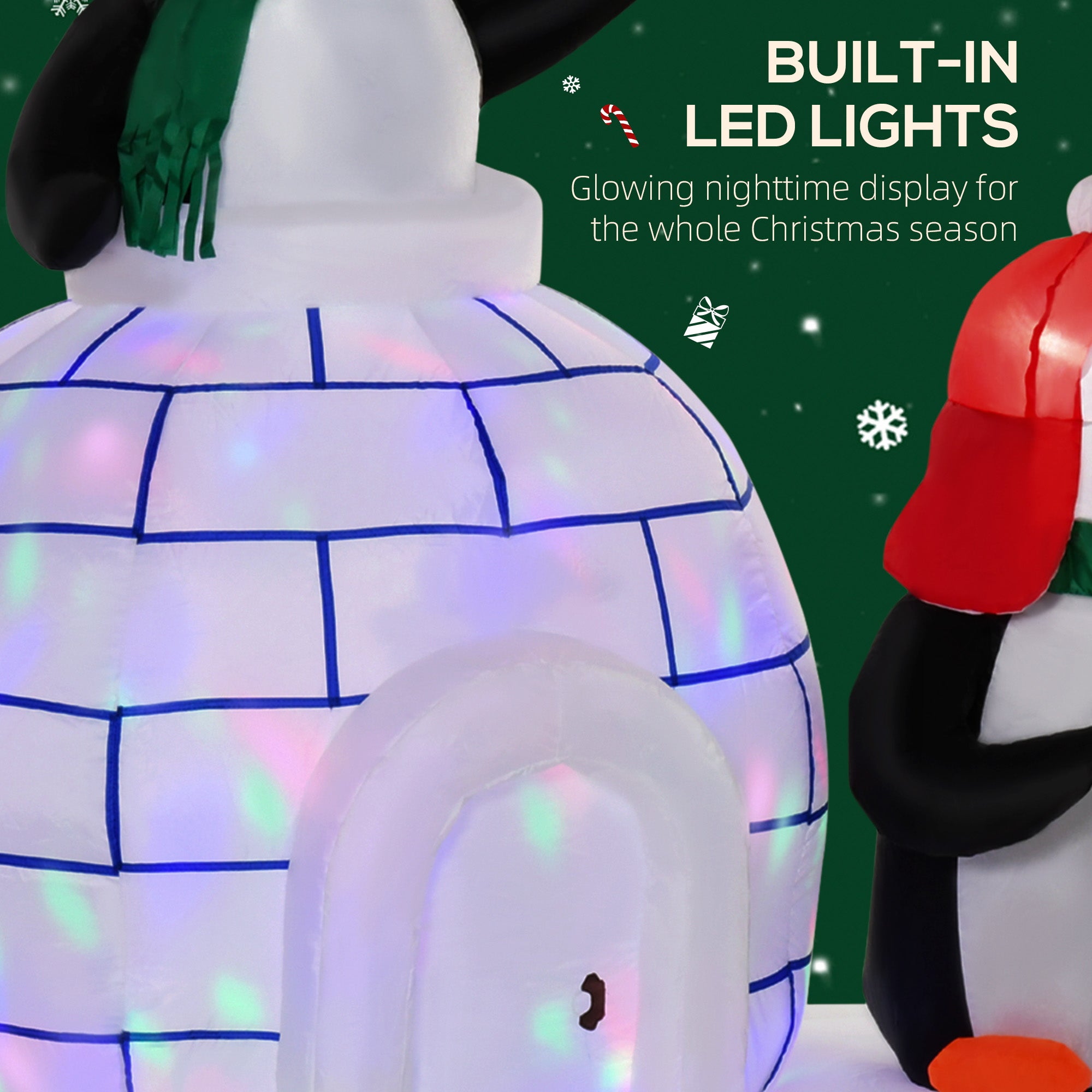 Kozy 5ft Christmas Inflatable Two Penguins Wearing a Scarf with Ice House Blow Up Decor Home Indoors with Built-in LED Lights Outdoor Toys in Lawn Garden