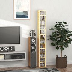 HOMCOM 12-tier Media Storage Cabinet 204 CDs Shelf Tower Multimedia Organizer Rack Stand Bookcase Display Unit | Aosom UK