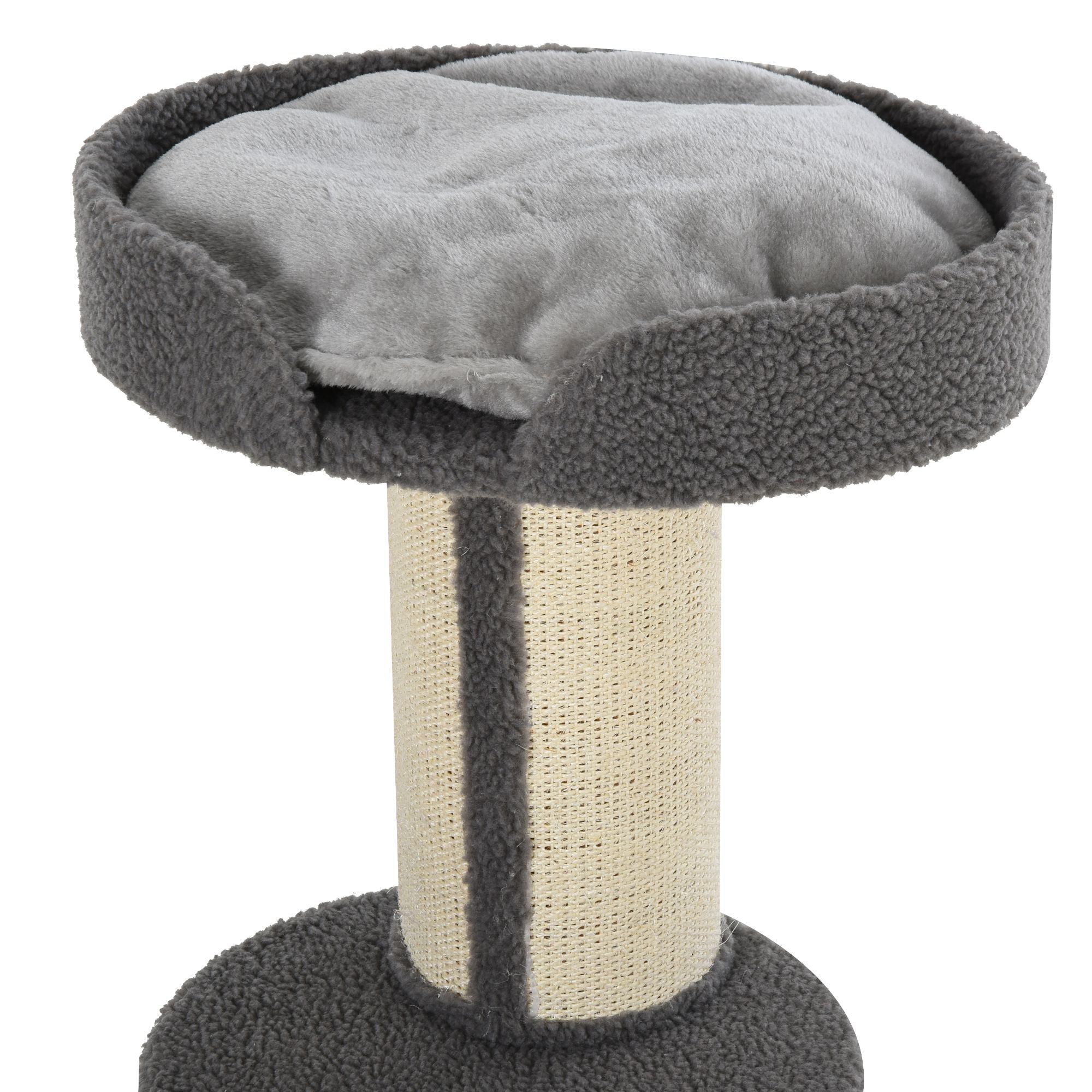 PawHut 81cm Cat Tree with Sisal Scratching Post, Cat Tower Kitten Activity Center climbing frame with large platform Lamb Cashmere Perch, Grey