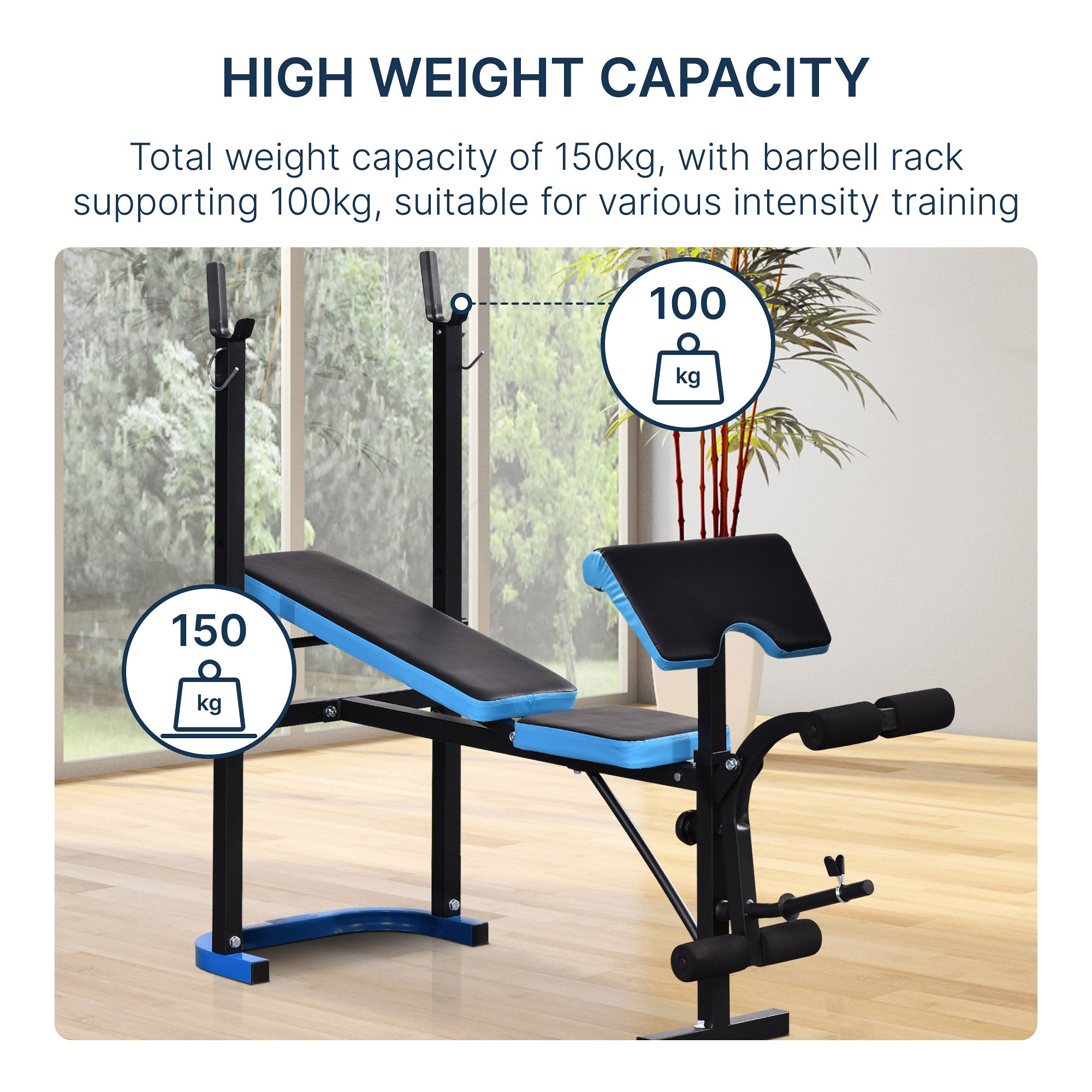 Kozy Adjustable Weight Bench with Leg Developer Barbell Rack for Lifting and Strength Training Multifunctional Workout Station for Home Gym Fitness, Black
