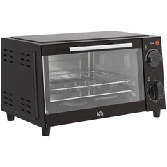Kozy Mini Oven, 9L Countertop Electric Grill, Toaster Oven with Adjustable Temperature, Timer, Dishwasher Safe Baking Tray and Wire Rack, 750W, Black