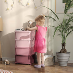 Kozy - Four-Tier Kids Storage Boxes, with Four Drawers, Pink