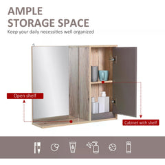 HOMCOM Wall Mounted Bathroom Cabinet, MDF Construction with Mirror, Space