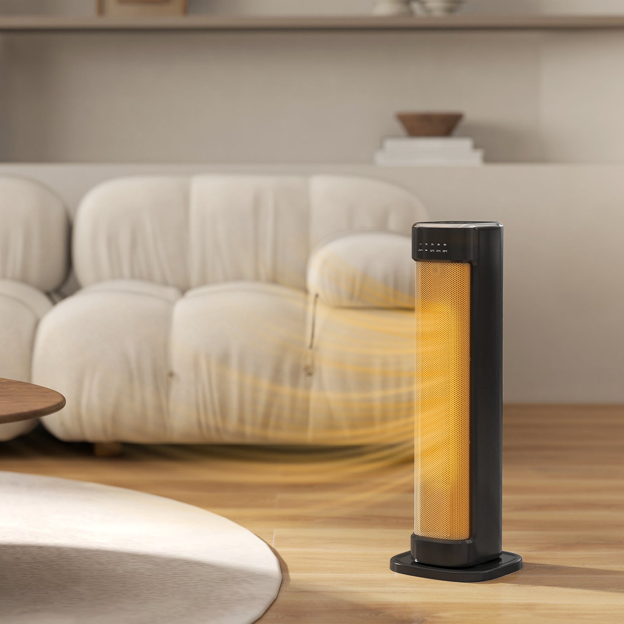 Kozy 2000W Ceramic Electric Heater with 3 Heat Settings, Timer - Black