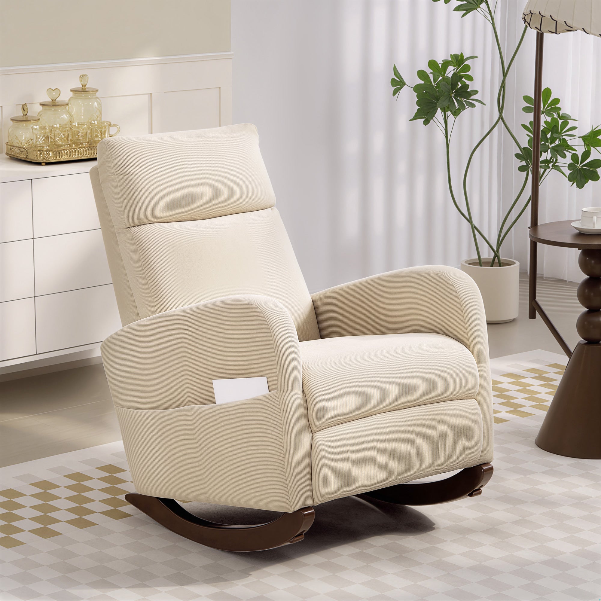 Kozy - Corduroy Rocking Armchair - Beige