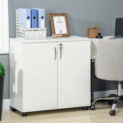 Kozy Two-Tier Locking Office Storage Cabinet - White