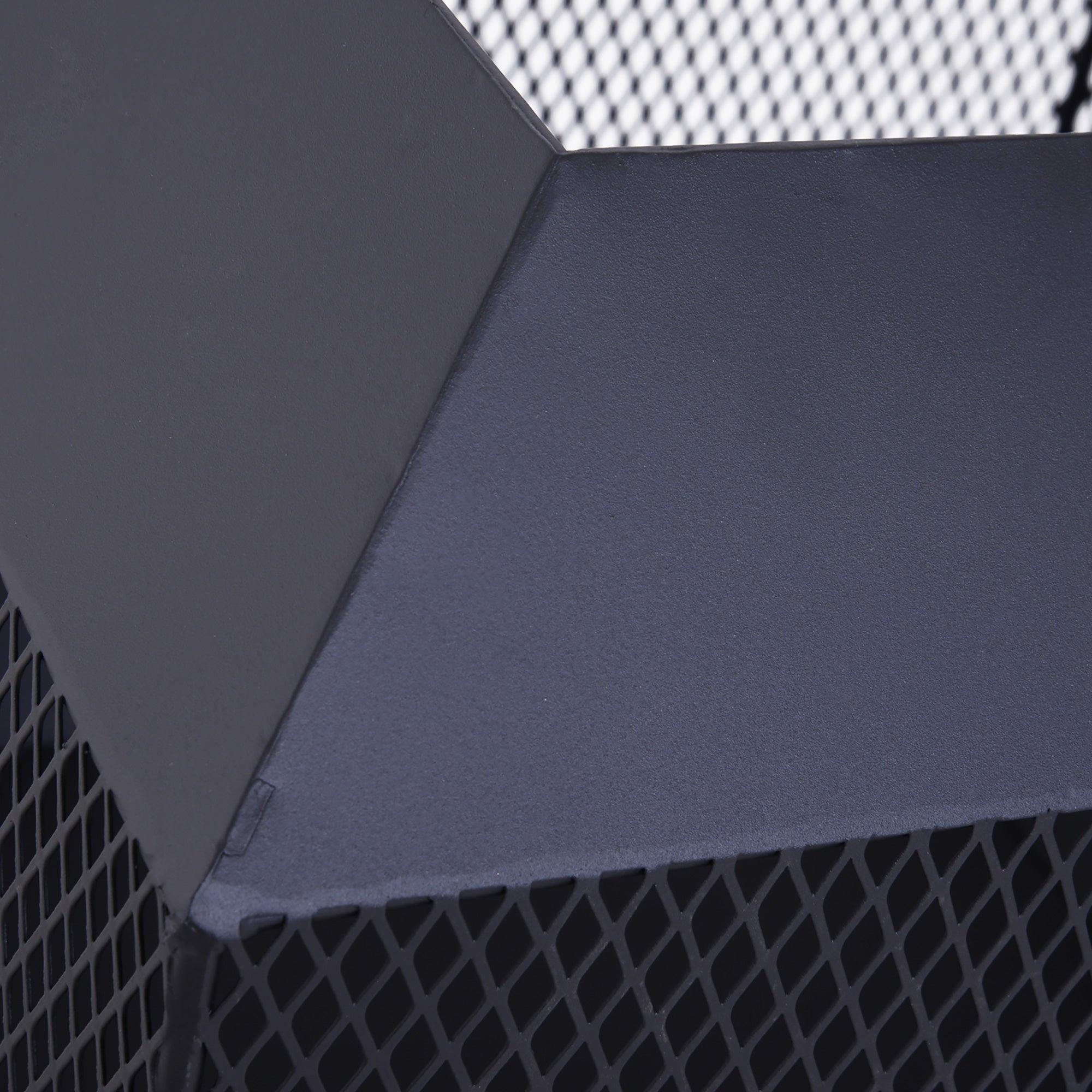 Kozy Metal Square Fire Pit Outdoor Mesh Firepit Brazier w/ Lid, Log Grate, Poker for Backyard, Camping, Bonfire, Wood Burning Stove, 44 x 44 x 40cm, Black