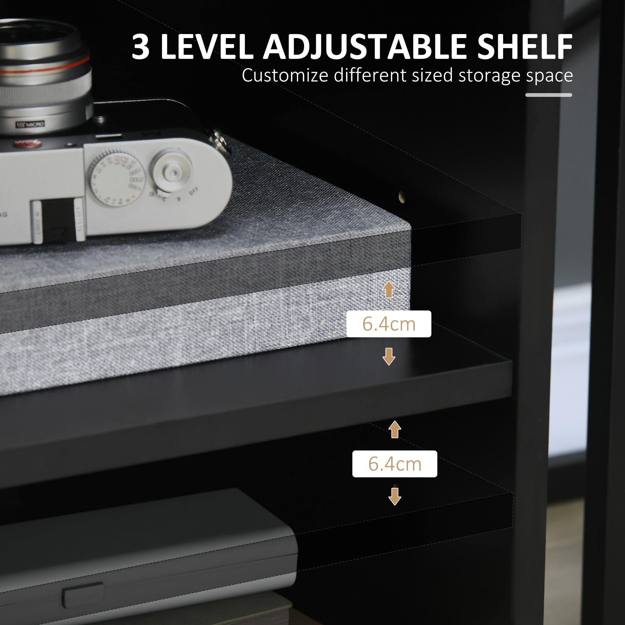 Kozy Multi-Storage Printer Stand Unit Office Desk Side Mobile Storage w/ Wheels Modern Style 60L x 50W x 65.5H cm - Black