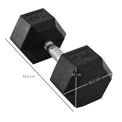 Kozy 17.5KG Single Rubber Hex Dumbbell Portable Hand Weights Dumbbell Home Gym