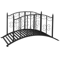 Outsunny 1.2M Metal Decorative Scrollwork Arch Garden Bridge, Black | Aosom UK