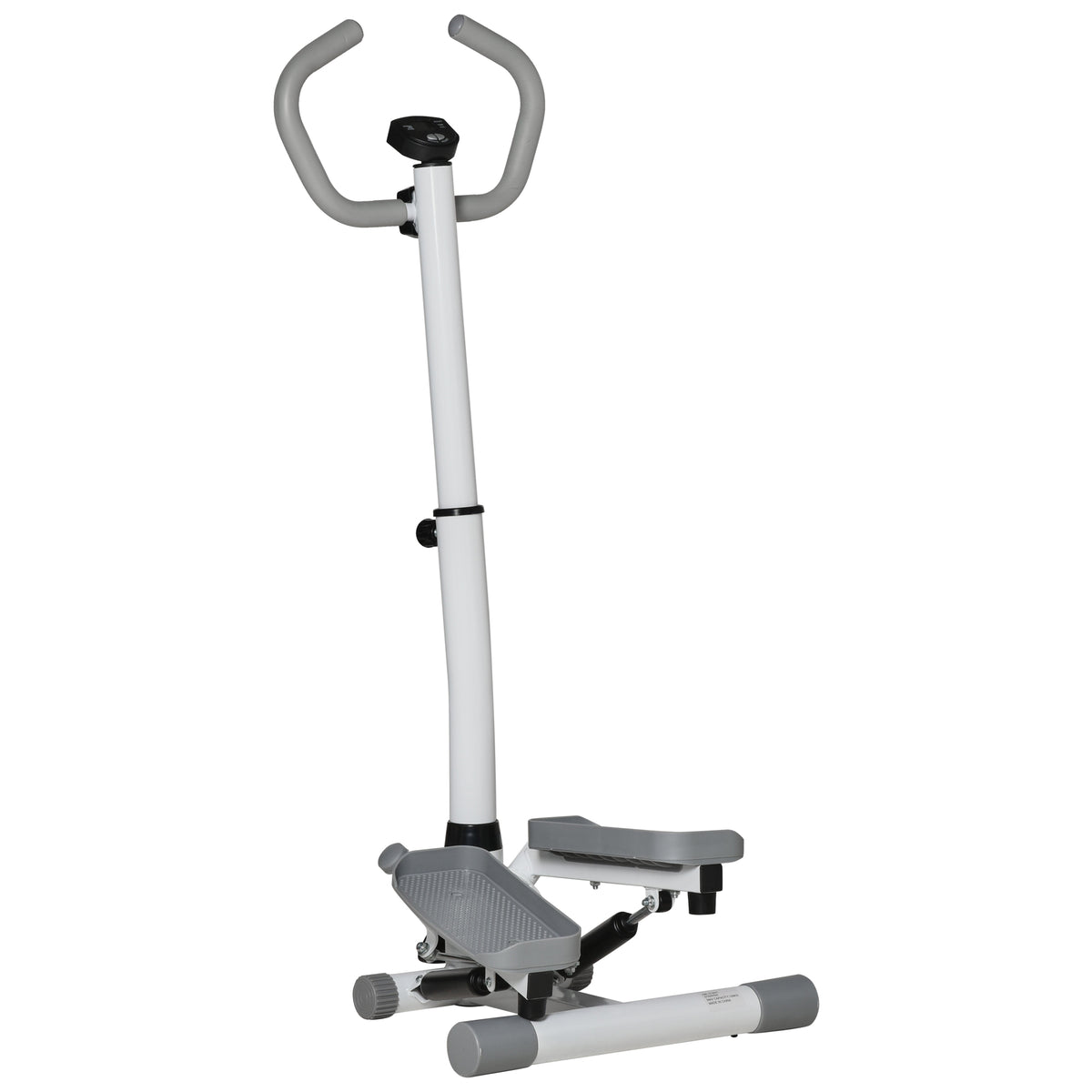 Kozy Adjustable Twist Stepper Aerobic Ab Exercise Fitness Workout Machine w/ LCD Screen, Height Adjust Handlebars for Home Gym, White and Grey
