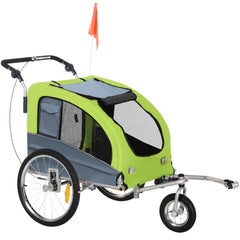 Kozy Dog Bike Trailer Pet Stroller Cart Carrier for Bicycle 360° Rotatable with Reflectors 3 Wheels Hitch Coupler Push/ Pull/ Brake Water Resistant Green
