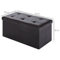 HOMCOM Folding Storage Ottoman, Faux Leather Cube Bench Seat, PU Rectangular Footrest Stool Box, Brown | Aosom UK