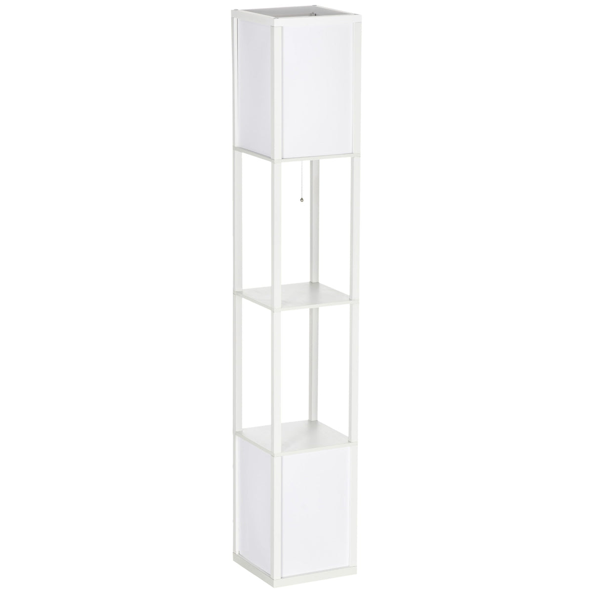 HOMCOM Floor Lamp with Shelves, Modern Floor Standing Lamp with Dual Ambient Light for Living Room, Bedroom, White | Aosom UK