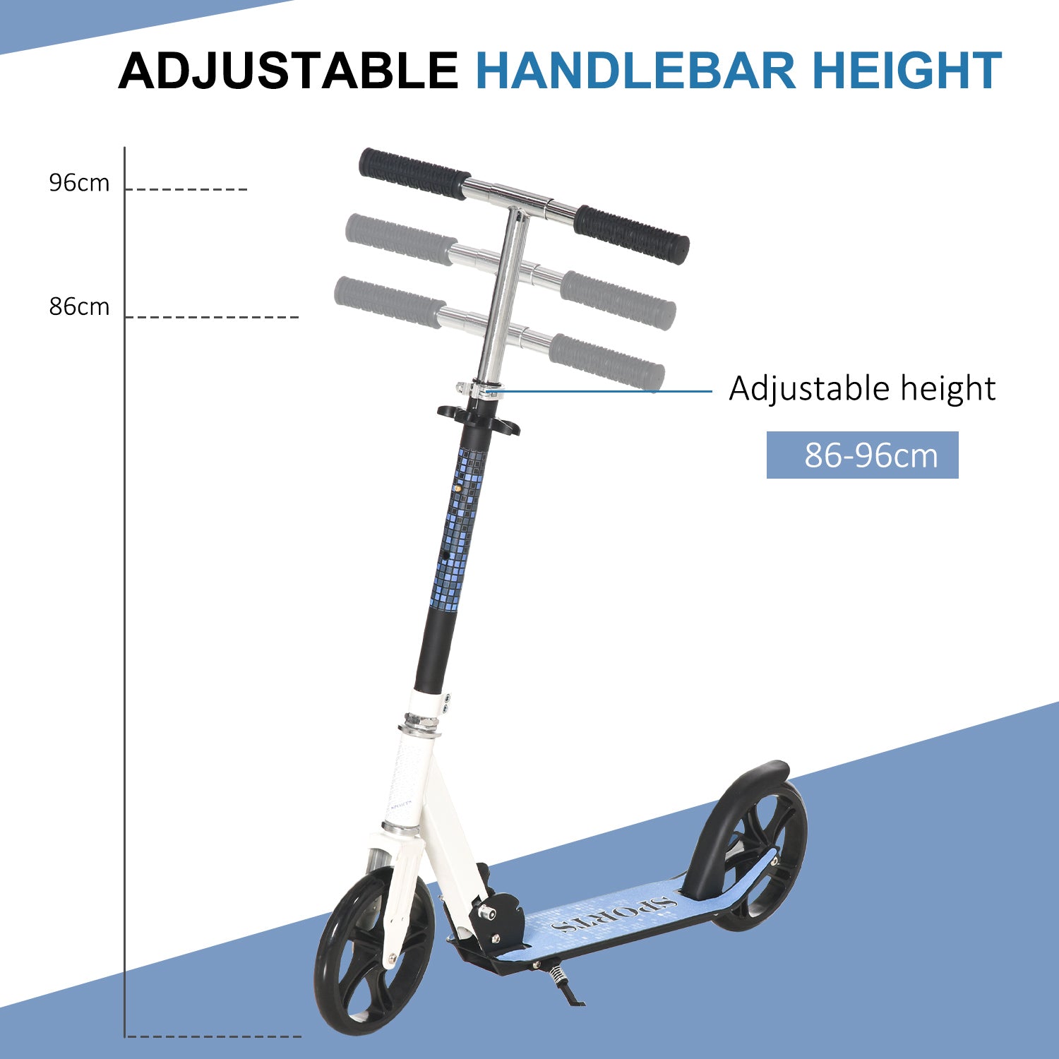 HOMCOM 2 Wheel Kids Stunt Kick Scooter Foldable Teens Commuter Aluminium Frame Adjustable Handles